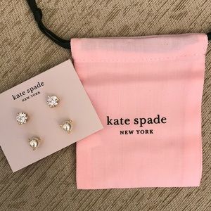 Kate Spade 2 set of earrings diamond and pearl